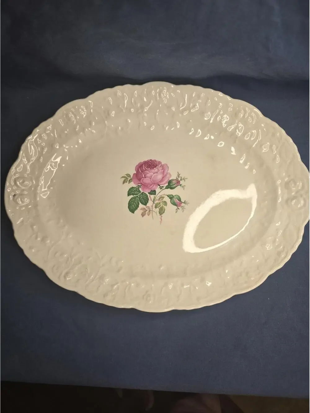 1940s Pope Gosser China Rose Point Oval Serving Platter 13